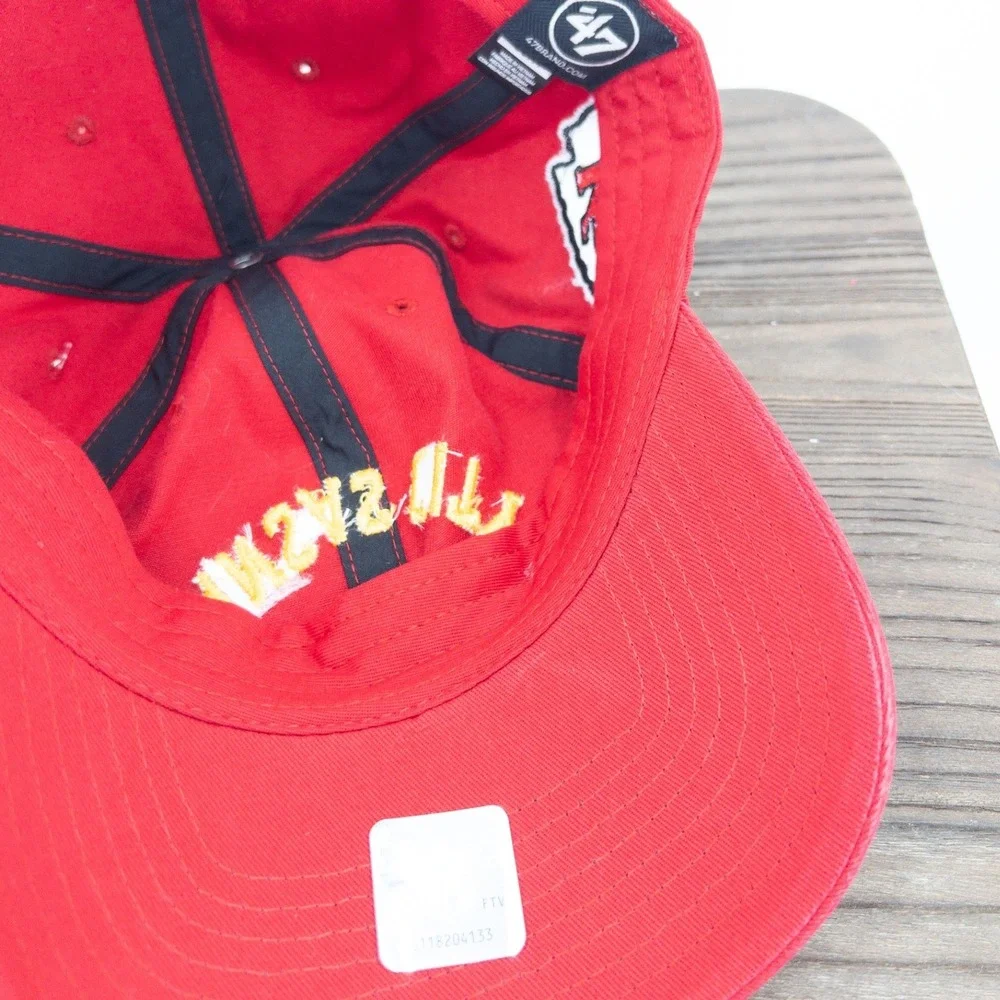 Kansas City‎ Chiefs 47 Brand Clean Up Hat Red Flip Script Adjustable Cap NWT